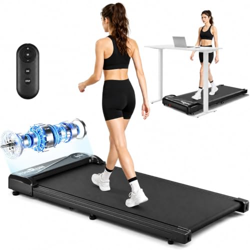 THERUN Black Under Desk Treadmill with 40-Inch Longer Belt, 300LBS Support