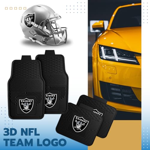 Vegas Raiders Car Floor Mats Set of 4 - All Weather Vinyl NFL Vehicle Mats