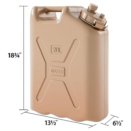 Military Style Water Container 5 Gallon Pack of 2 for Camping, Sand