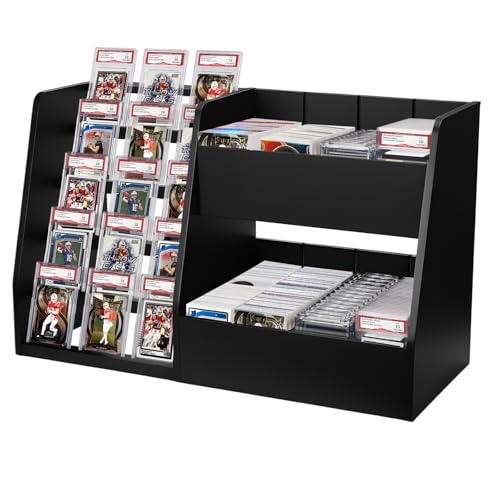Wood Trading Card Display Stand for Sports & Collectible Cards, Holds Up to 200