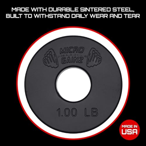 Micro Gainz 1-Inch Center Hole Fractional Weight Plate Set - Black, 8 Pieces