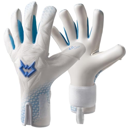 White Goalkeeper Gloves for Adults & Youth Soccer - High Grip Latex, Breathable, 8