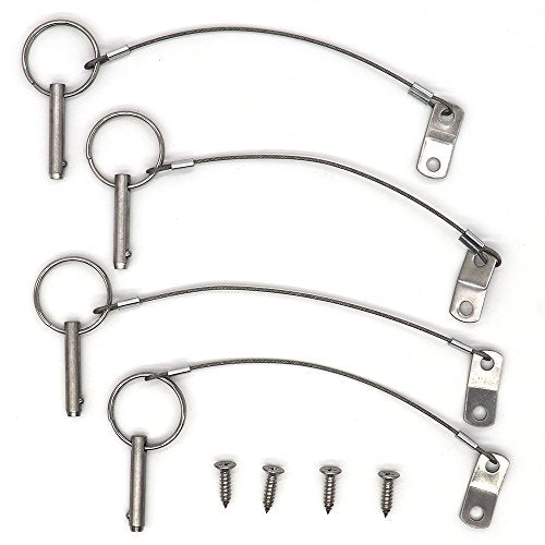 Marine Grade Stainless Steel Quick Release Pin 1/4 inch Diameter with Lanyard - Bimini Top Marine Hardware