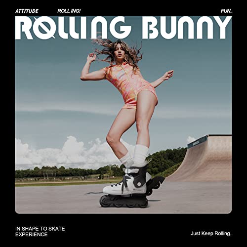 RollingBunny Women's Inline Skates Black/White US Size 7 - Outdoor & Indoor, Durable Shell & Support
