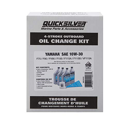 Yamaha F75-F115 Outboard Oil Change Kit with 4 Quicksilver 10W-30 Marine Oil & Filter - Variation: Yamaha F75 - F115