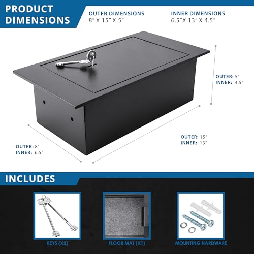 Barska Key Lock Floor Safe 0.22 Cu Ft Concealed Steel Security Safe