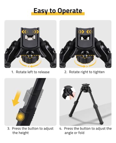 CVLIFE Bipod Mount to Sling Swivel Stud for Stable Support, Black, 8-11"
