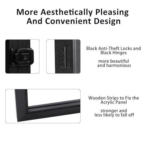 Large Lockable Jersey Display Case 2 Pack - Black Shadow Box with Anti-Fade Acrylic