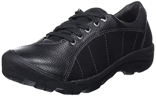 KEEN Women's Presidio Waterproof Oxford Shoes Black Magnet 8 - Breathable Leather & Mesh