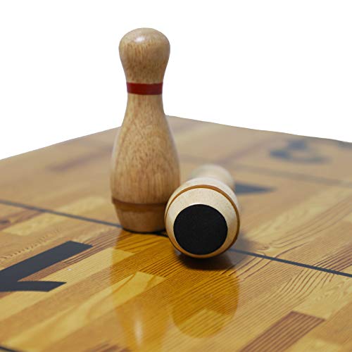 YDDS Nature-Red Shuffleboard Bowling Set with 10 Hardwood Pins & Bag