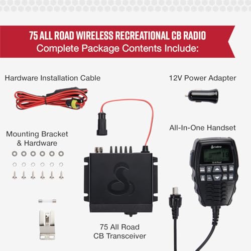 Cobra 75 All Road Wireless CB Radio - Dual-Mode AM/FM, Full 40 Channels, Compact Off-Road Edition