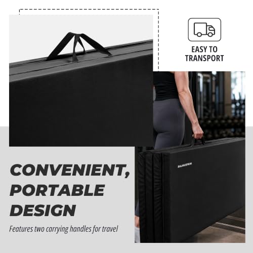 Black HulkFit 4x8 Folding Gymnastics Mat - 2 Inch Thick Exercise Tumbling Pad for Home Gym