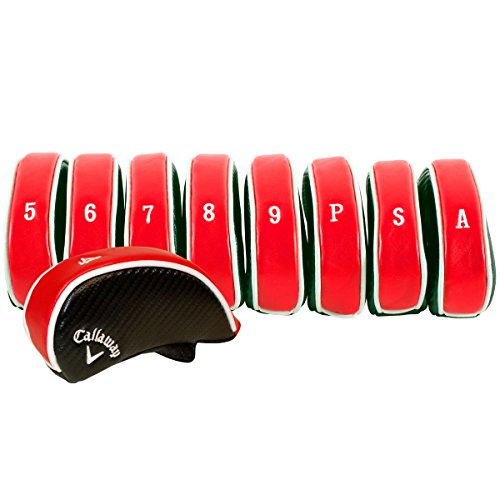 Callaway Premium Golf Iron Head Covers Set - Red & Black, Fits 4-PW, SW, AW, X