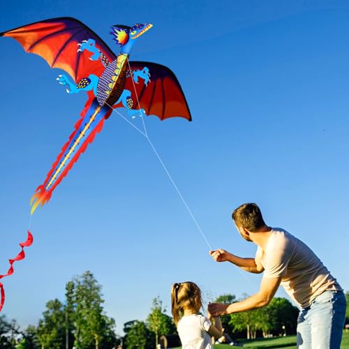 Dragon Kite with Reel - Upgraded Classical Stereoscopic Flying Kites for Kids & Adults