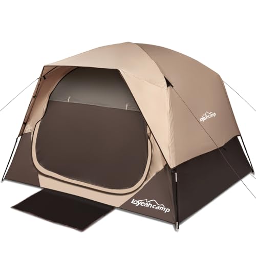 Loyeahcamp 4-Person Dome Camping Tent with Rainfly - Khaki
