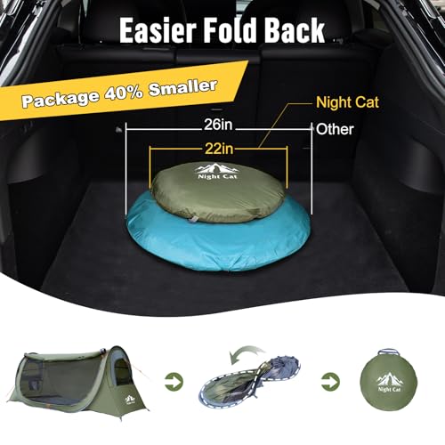 Night Cat 1-Person Waterproof Pop-Up Camping Tent - Army Green, 28.5'' Width