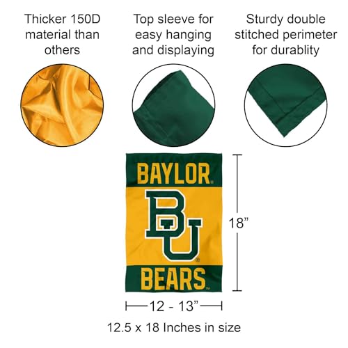 Baylor Bears Garden Flag Banner - 13x18 Inch Double-Sided Polyester