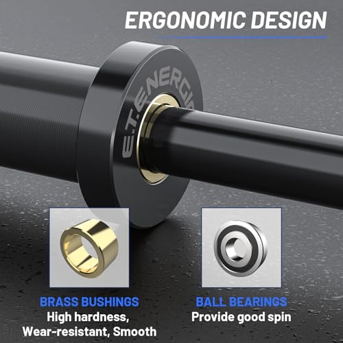 E.T.ENERGIC 4FT Black Chrome Steel Olympic Barbell 500LB Capacity for Home Gym