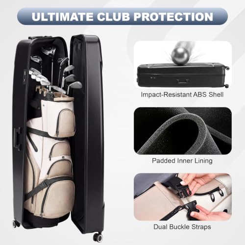 Sturdum Hard Golf Travel Case with TSA Lock & 360° Wheels - Impact-Resistant