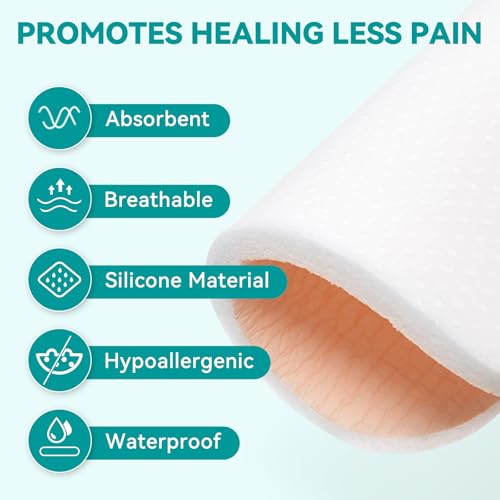 Dimora Silicone Foam Dressing 3x3 Inch Pack of 10 - Absorbent Waterproof Wound Bandages - Cuttable & Gentle Adhesive