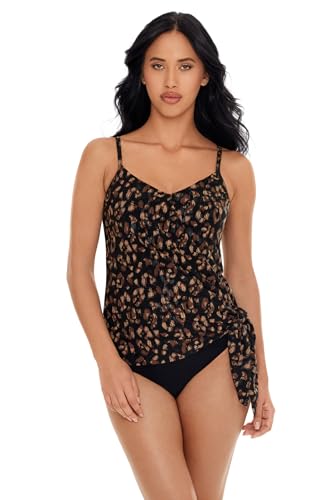 MagicSuit Women's Solid Alex V-Neck Tankini Top with Underwire & Adjustable Straps - Black/Brown
