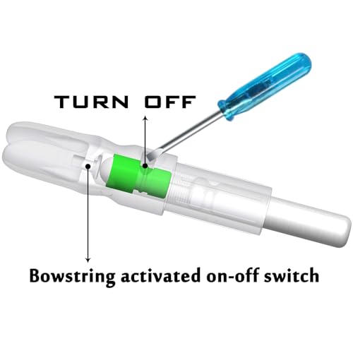 Green Lighted Arrow Nocks for 6.2mm/0.204in Arrows with LED, Includes Screwdriver