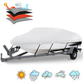 20-22Ft Waterproof Boat Cover for Bass & V-Hull Boats - Gray, Heavy Duty 1200D Trailerable