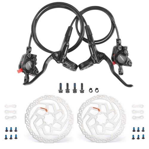 Hydraulic Disc Brake Set with RT26 180mm Rotors for Mountain Bikes - Black