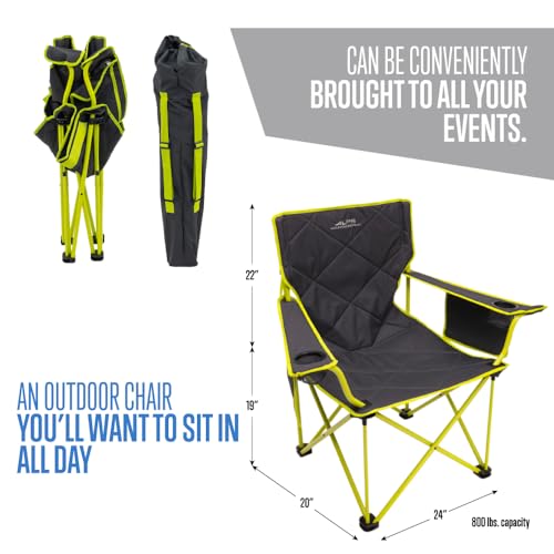Camping Chairs for Adults with Mesh Cup Holders and Pockets - Charcoal/Citrus Variation