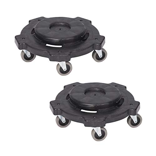Heavy-Duty Rolling Dolly for 32-55 Gallon Round Containers - 2 Pack