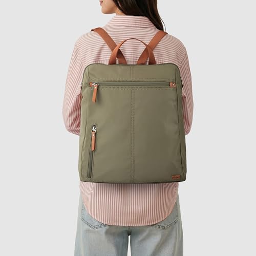 Recycled Nylon Backpack for Women - Olive II, Adjustable Straps, Spacious