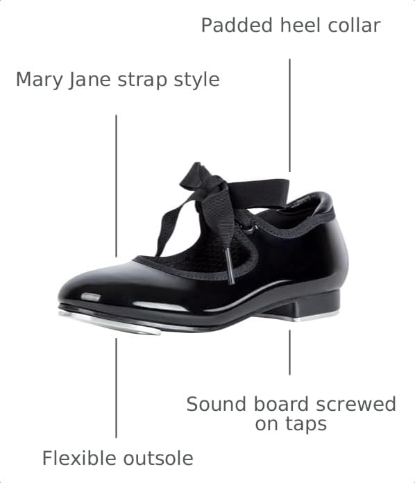 Linodes Economy Unisex Tap Shoes for Kids - Lace Up Flat Sole, Black Patent, 12 Little Kid
