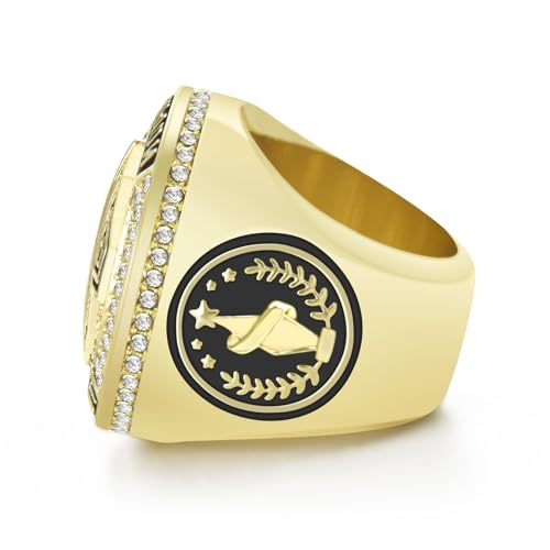 12 Pack MVP Football Baseball Basketball Soccer Championship Rings with Display Case - Gold Award Medals Set