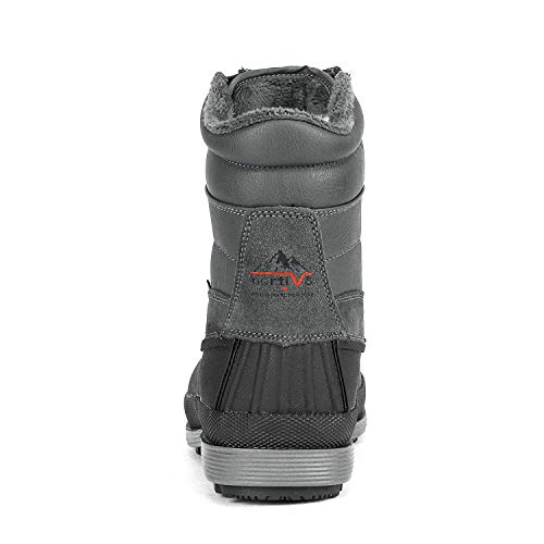 NORTIV 8 Men's Zip Winter Snow Boots Grey/Black 10.5 - Slip-On Cold Weather Footwear