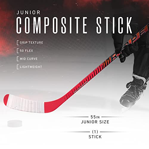 Kids Ice Hockey Stick - Left Shot 55 Inch Junior Composite, Red