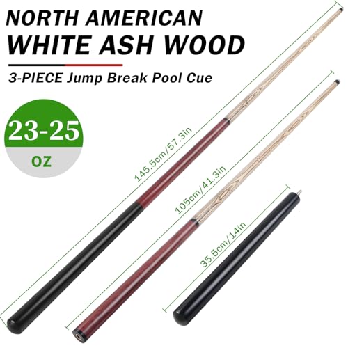 AKLOT 23-25oz Heavy Jump Break Pool Cue Stick with 14mm Bakelite Tip