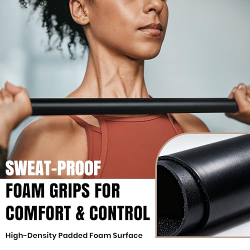 LIONSCOOL 30LB Weighted Exercise Bar - Foam Padded Steel Fitness Bar for Strength Training