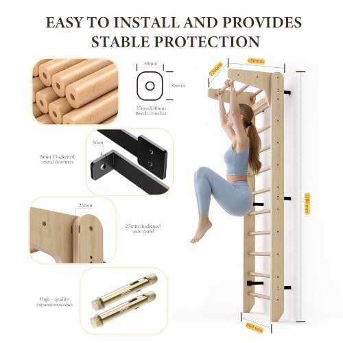 Multi-Function Wall-Mounted Gymnastics Ladder for Kids & Adults - Indoor Fitness Bar