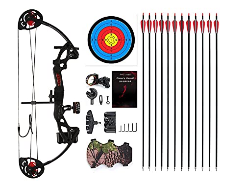 Black Right-Handed Youth Compound Bow Archery for Beginners, 19-28" Draw