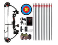 Black Right-Handed Youth Compound Bow Archery for Beginners, 19-28" Draw