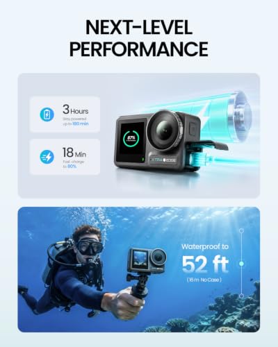 Edge Dual Battery Combo for Action Camera - 4K 120fps Night View Waterproof 52ft Stabilization