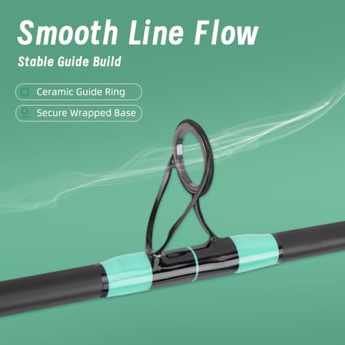 Green 15FT Saltwater Surf Fishing Rod - 4-Piece Travel Spinning Rod