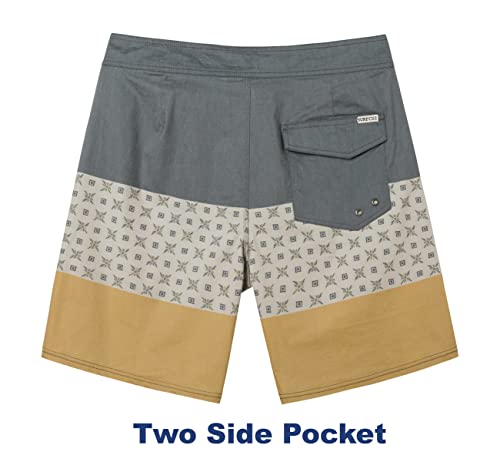 Surf Cuz Men's Vintage Cruzer Chino Boardshorts - 34 / 02 Yellow Geometry