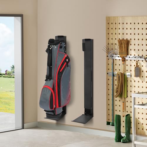Wall Mount Golf Bag Storage Rack with Retractable Air Spring System - Black