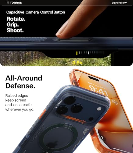 TORRAS Q3 Air for iPhone 17 Pro Max Case with 360 Magnetic Stand - Midnight Blue