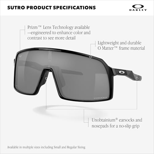 Men's Oakley Sutro Rectangular Sunglasses - Matte Black Prizm Sapphi 37mm