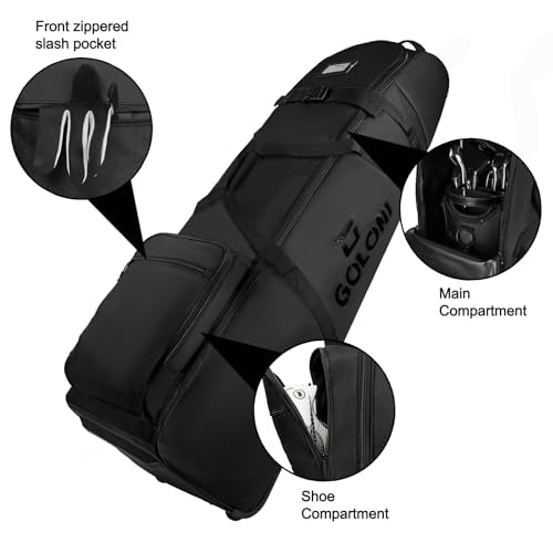 Golf Travel Bag for Airlines - Heavy Duty Water-Resistant with Padded Clubs - Black