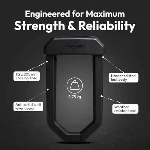 Hiplok DX1000 Black Bike Lock for Motorcycles & E-Bikes | High Security Anti-Grinder