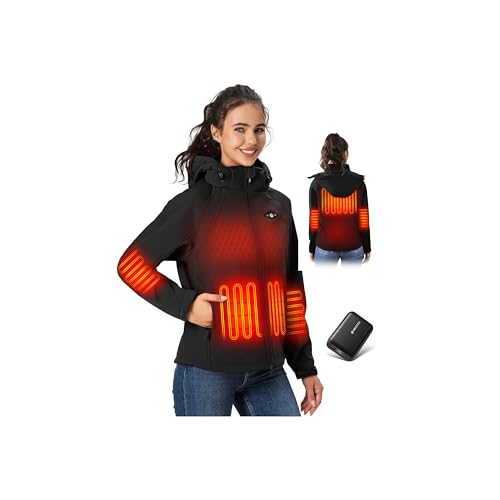 Heated Jacket for Women - Large Black Winter Coat with Warmth