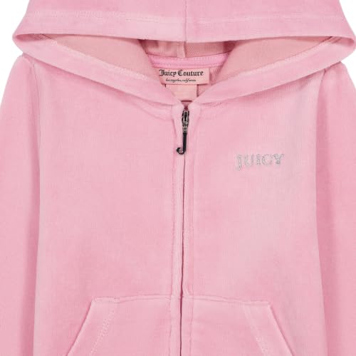 Kids Velour Jog Set 2pc Zip Up Tracksuit - Rose, 3T